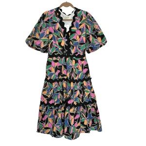 Ultramarine Floral Ric Rac Tiered Midi Dress NWT - Size M